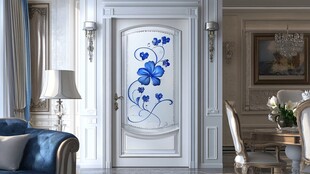 欧式蓝花装饰门室内场景