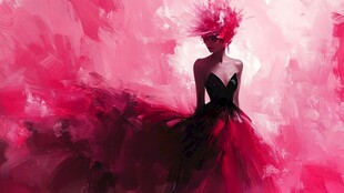 梦幻粉裙的优雅时尚女子