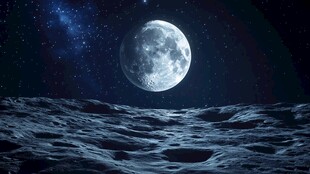 月球表面的璀璨月夜景观