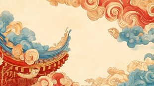 古风云绕中式飞檐景致