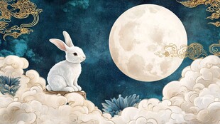 玉兔望月图