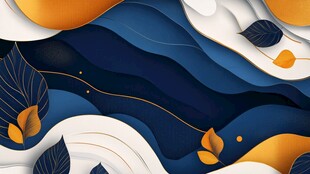 蓝黄渐变剪纸风抽象背景图