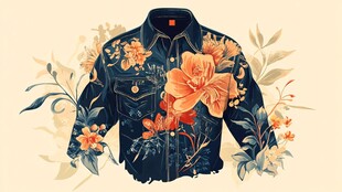 花卉刺绣牛仔夹克设计图