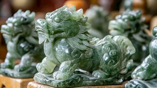 绿玉麒麟摆件 造型精美
