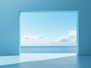 蓝色空间中的海景视野