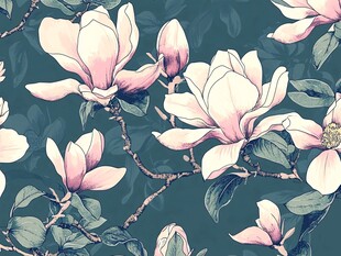 玉兰花无缝图案设计