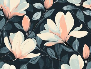 玉兰花叶无缝图案背景