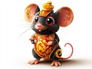可爱鼠年吉祥拟人小老鼠