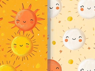 可爱笑脸太阳图案背景图