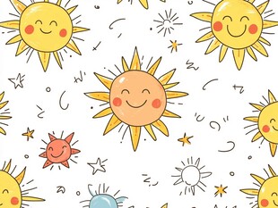 可爱笑脸太阳卡通图案