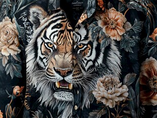 猛虎花卉印花潮流服饰