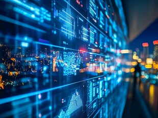 科技数据屏与城市夜景融合