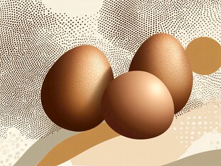 三颗棕色鸡蛋的艺术呈现
