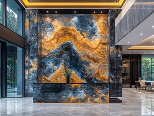 奢华大理石艺术大堂背景墙