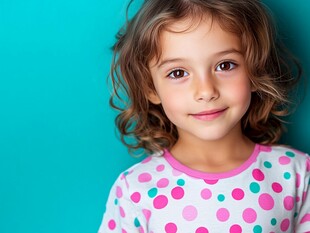 可爱卷发小女孩俏皮瞬间