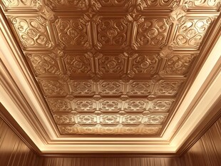 奢华金色雕花天花板
