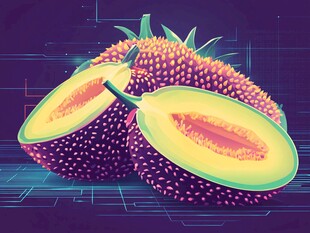 科幻风刺角瓜插画展示