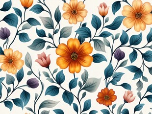 花卉图案 清新多彩植物装饰