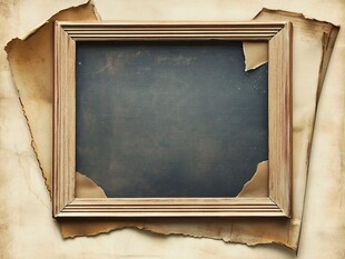 复古画框与破旧纸张背景