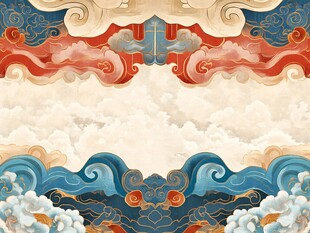 中式传统云浪纹装饰图案