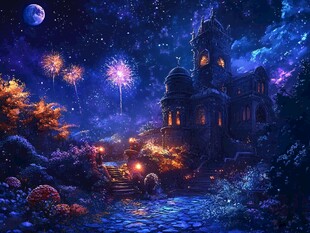 梦幻夜下的神秘古堡