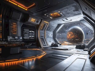 未来感太空飞船驾驶舱