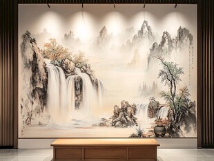 中式山水壁画 典雅客厅风