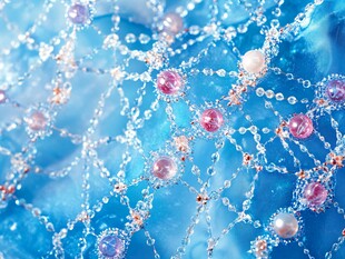 梦幻蓝底珍珠珠串装饰