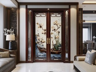 中式客厅典雅双开艺术门