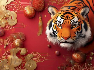 虎年新春 猛虎贺岁祥瑞图