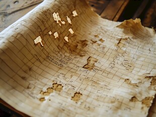 古老破损地图展岁月痕迹