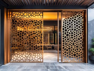 精致镂空金属屏风设计