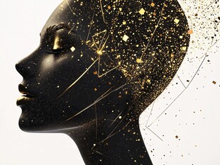黑金梦幻女性头部艺术图像