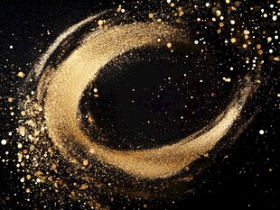 金色粉末旋绕的梦幻场景