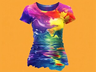 炫彩梦幻图案女士短袖T恤