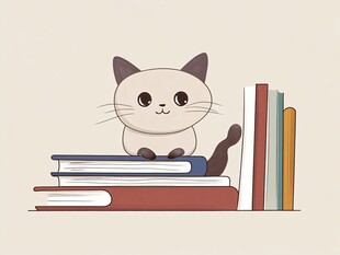 猫咪惬意趴于书本之上