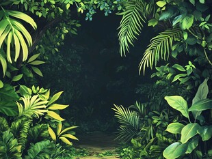 热带雨林绿植通道景象