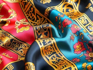 华丽古典风丝绸面料展示