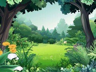 夏日森林中的清新自然景观