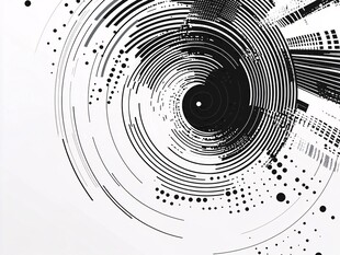 黑白环形抽象艺术图案
