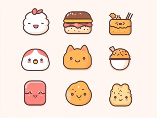 可爱卡通食物图标集合