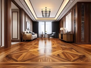 现代豪华客厅木地板装修展示