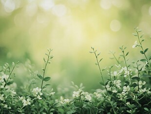 春日嫩绿花草清新景象