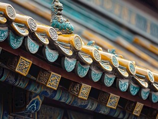 中式古建筑屋顶精美构件