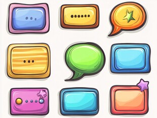 多彩卡通风格对话气泡图标