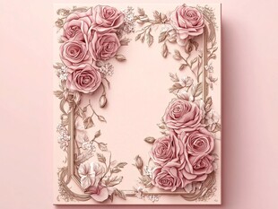 浪漫粉色玫瑰立体装饰画
