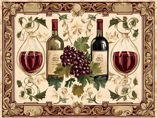 葡萄酒装饰画 葡萄美酒相伴
