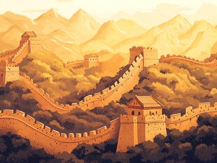 壮丽长城于山川间蜿蜒