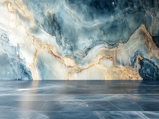 蓝金大理石墙面地面场景