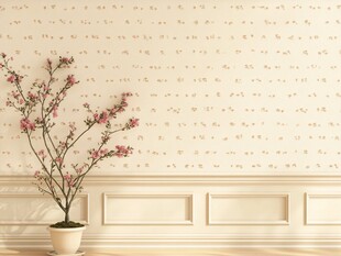 简约花卉墙纸与盆栽景致